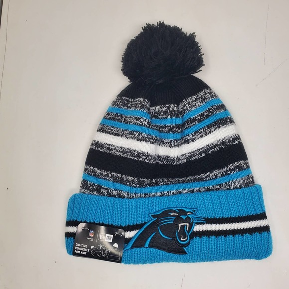 NEW 2021 NFL NEW ERA ON FIELD SIDELINE POM BEANIE - Carolina Panthers - Picture 1 of 3